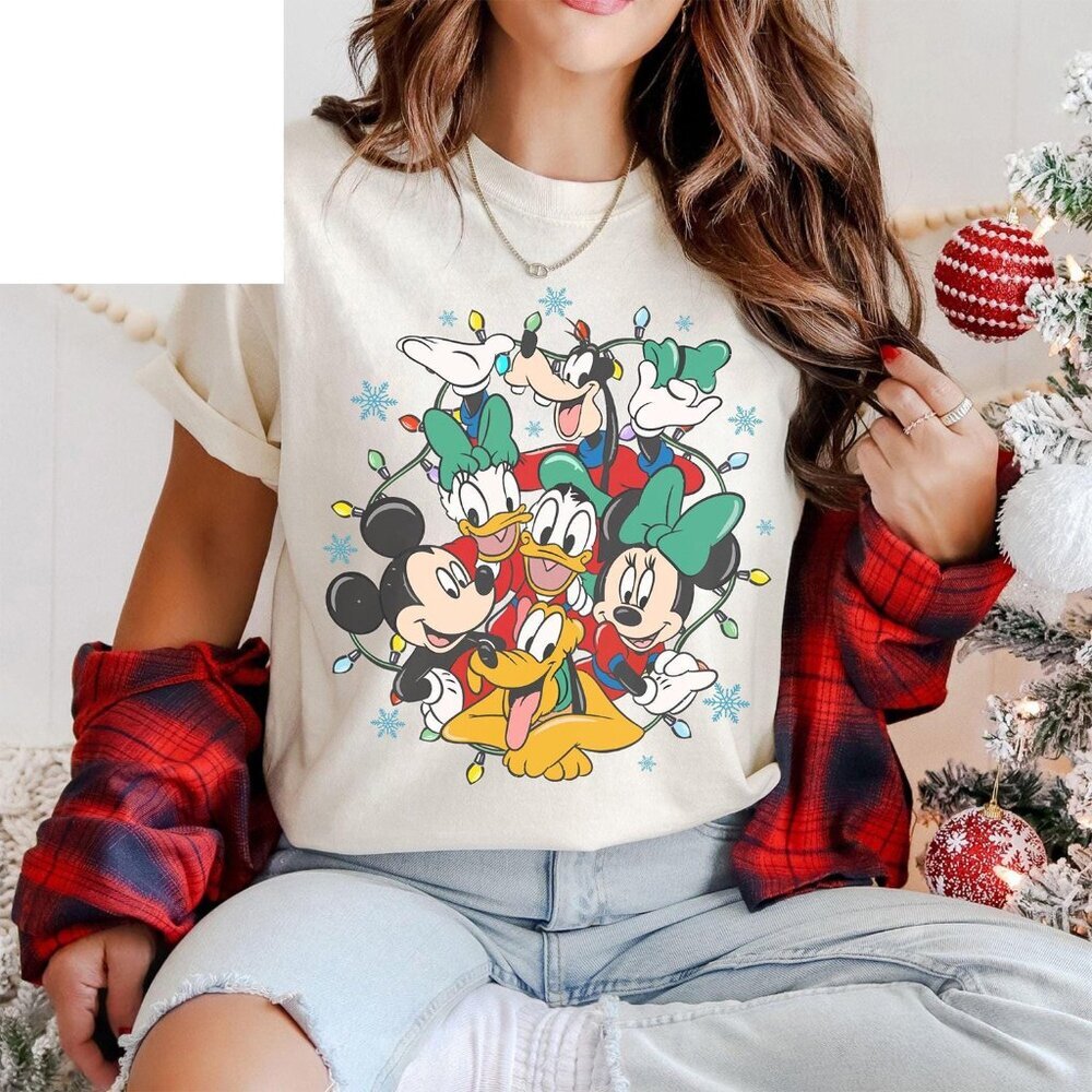 Disney Christmas Shirt, Mickey Mouse Holiday Lights Shirt, Mickey Minnie Donald